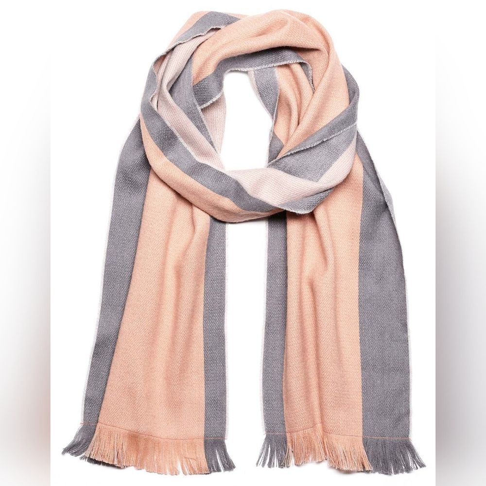 Shupaca Alpaca Wool Blend Scarf Reversible Dusty Coral Gray